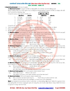 Chuyên đề tự học môn Tiếng Anh (Theo tham chiếu Châu Âu 6 bậc) - Bài 4 Adverbs - Trạng từ